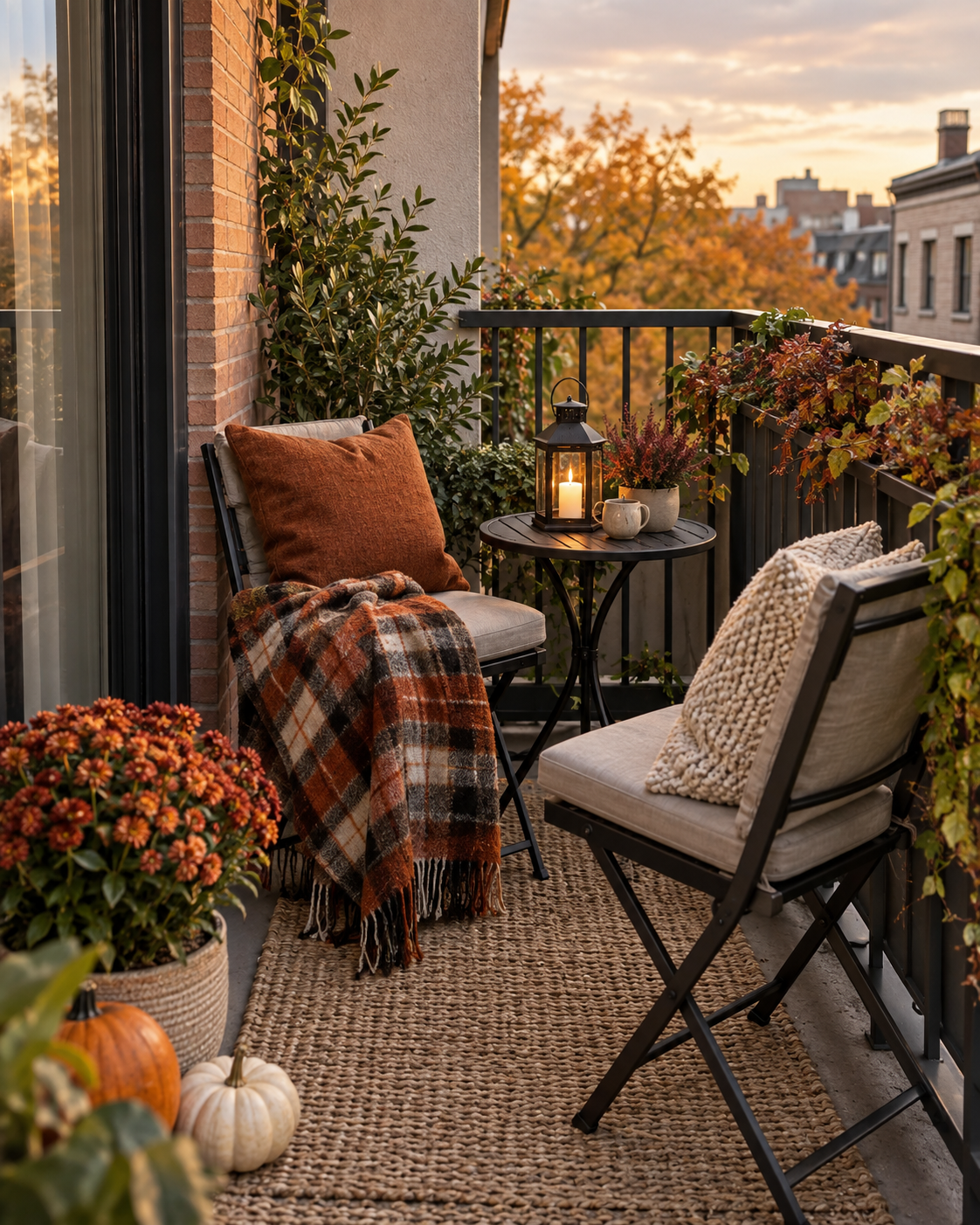 style a Small Balcony for Crisp Evenings, shown in a realistic HomeTrendora-style room