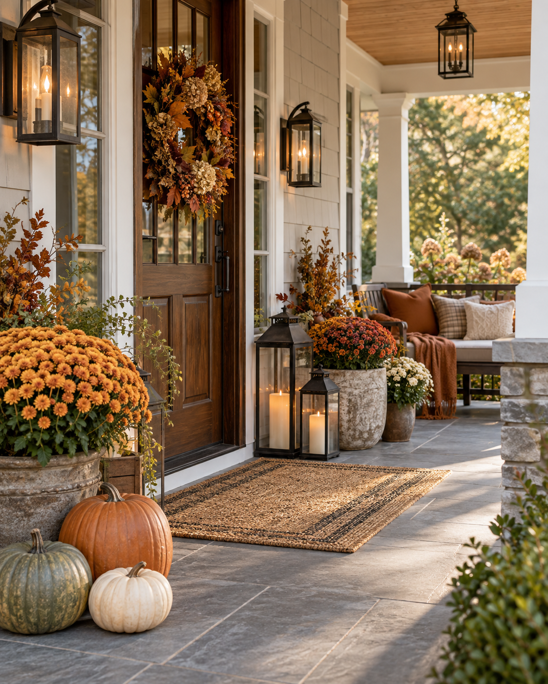 add Lanterns to a Covered Porch, shown in a realistic HomeTrendora-style room