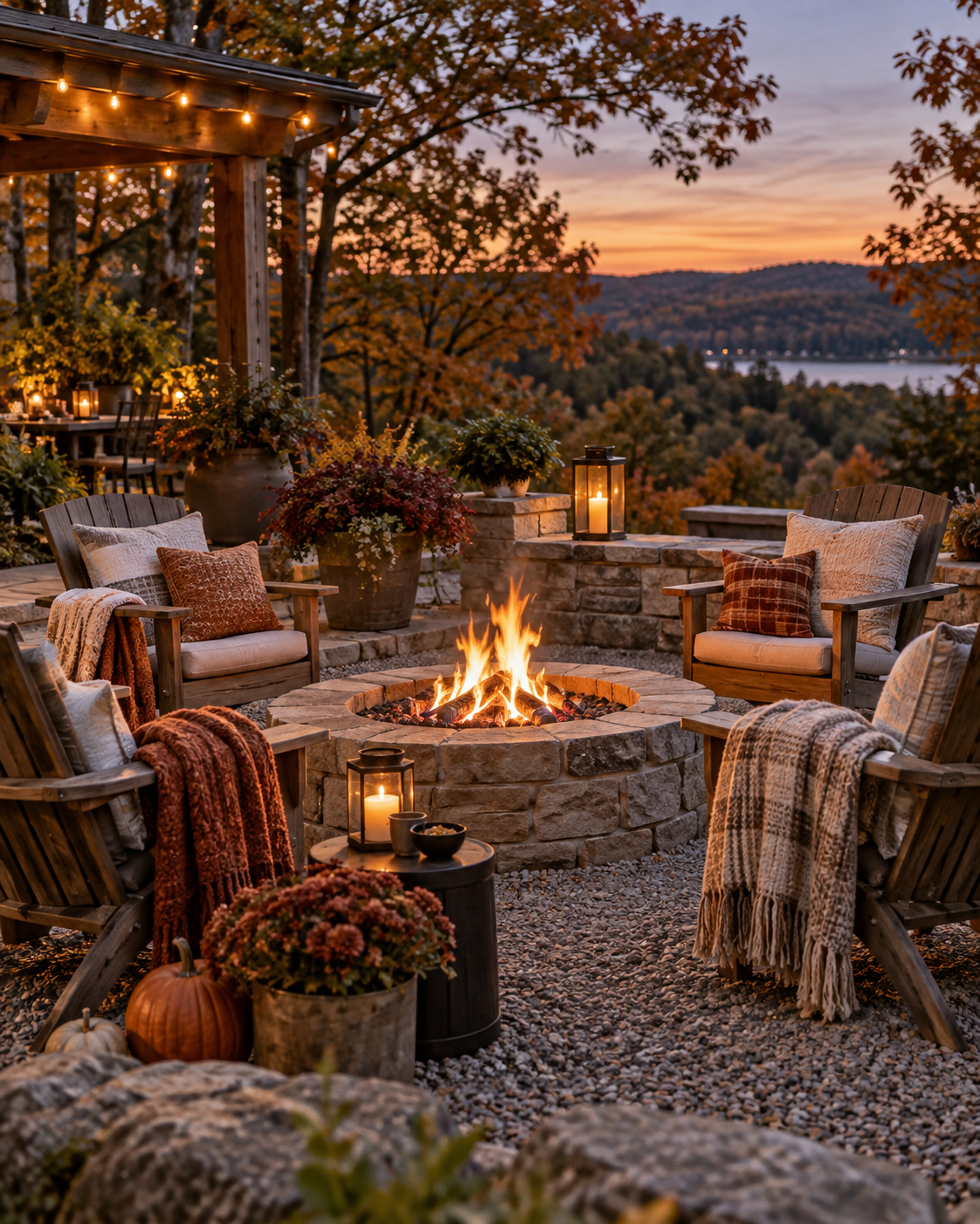 build a Cozy Fall Fire-Pit Seating Zone, shown in a realistic HomeTrendora-style room