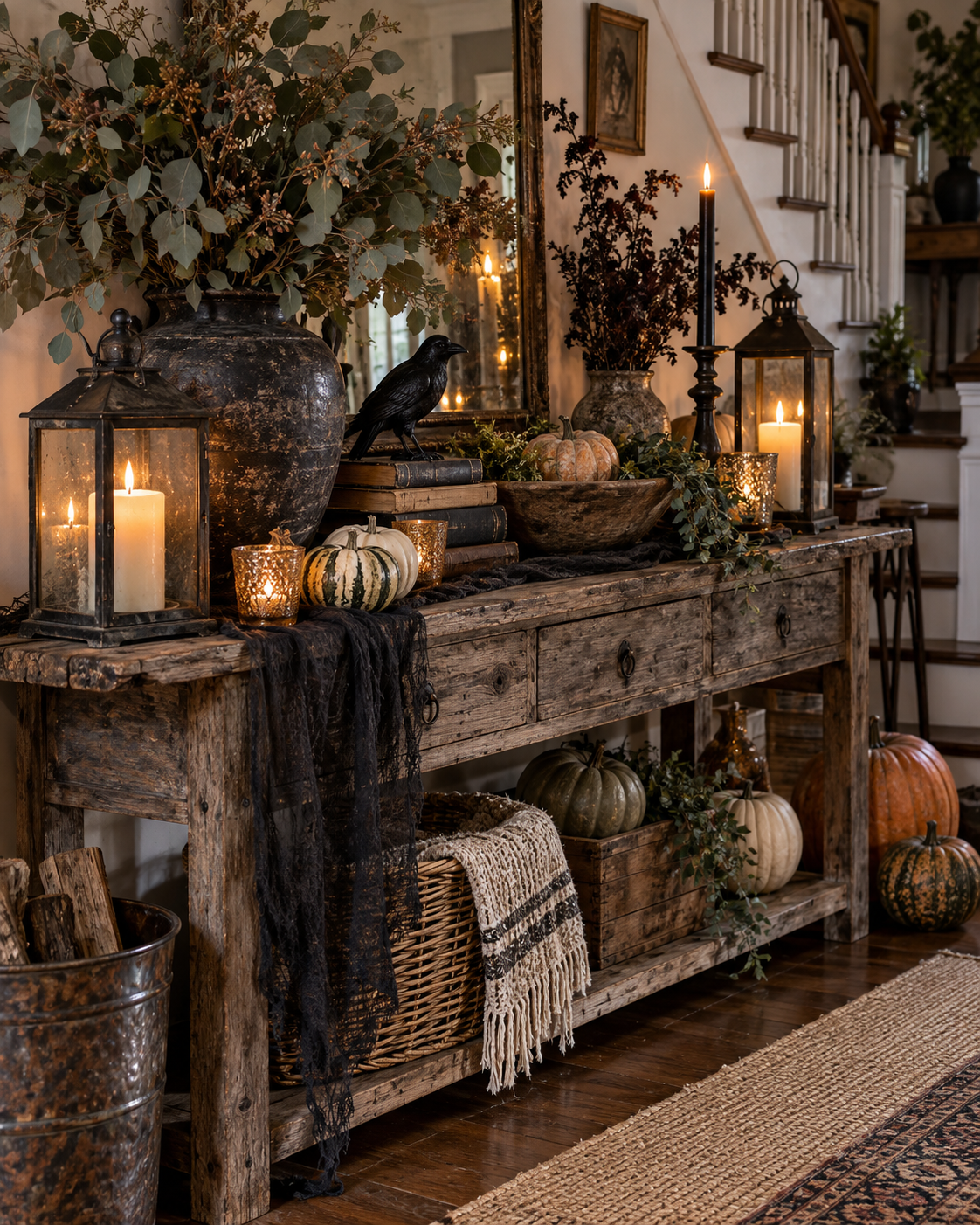 make Halloween Decor Feel Rustic and Collected, shown in a realistic HomeTrendora-style room