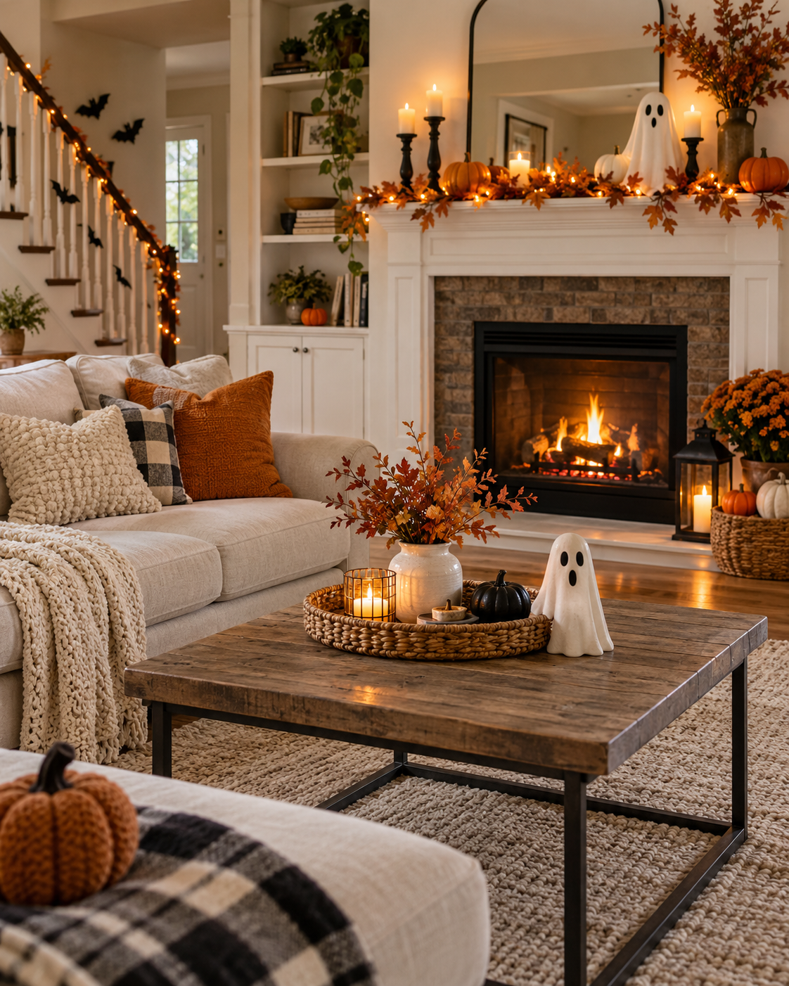 create a Cute Ghost Display for Family Spaces, shown in a realistic HomeTrendora-style room