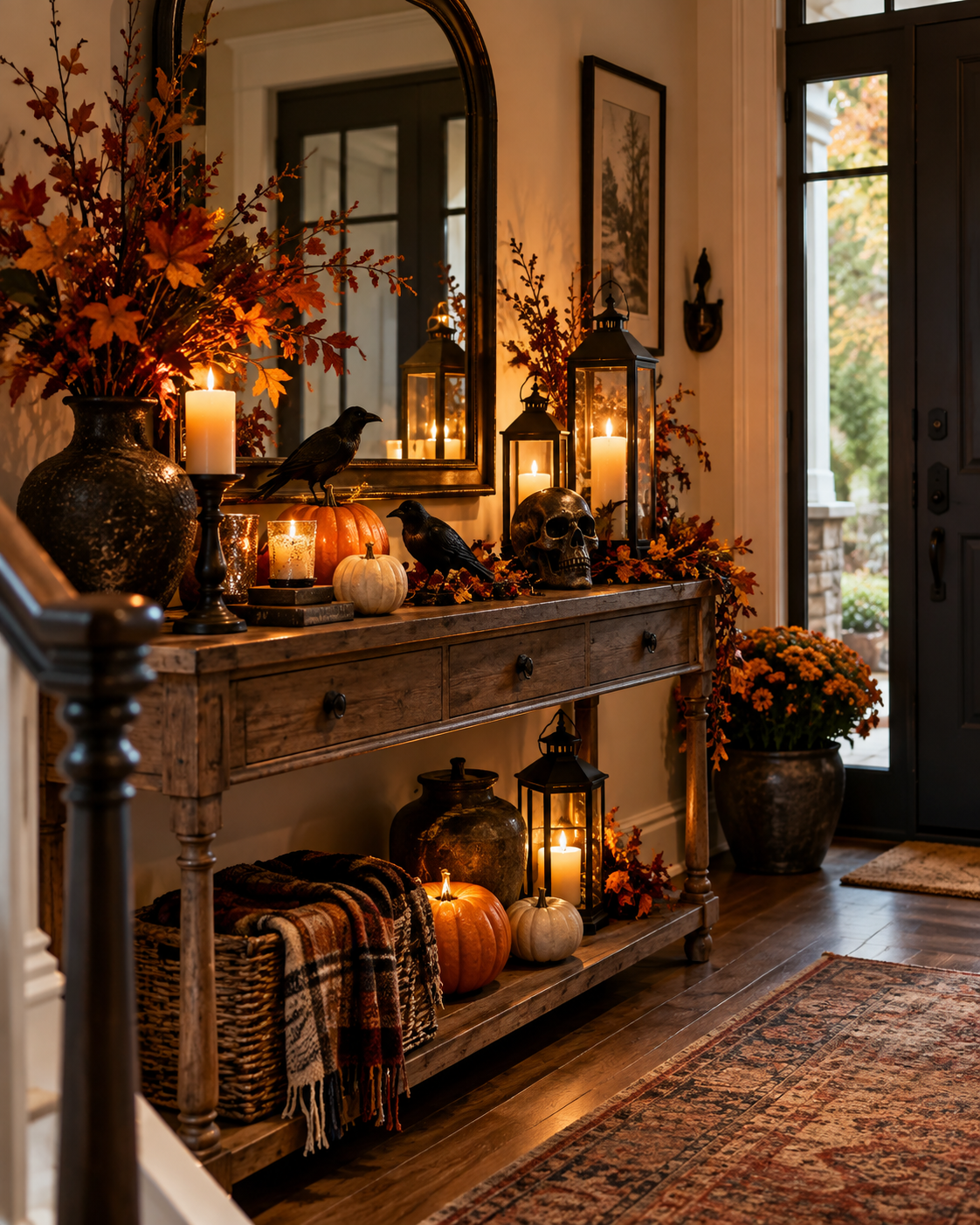 style a Family-Friendly Halloween Living Room, shown in a realistic HomeTrendora-style room